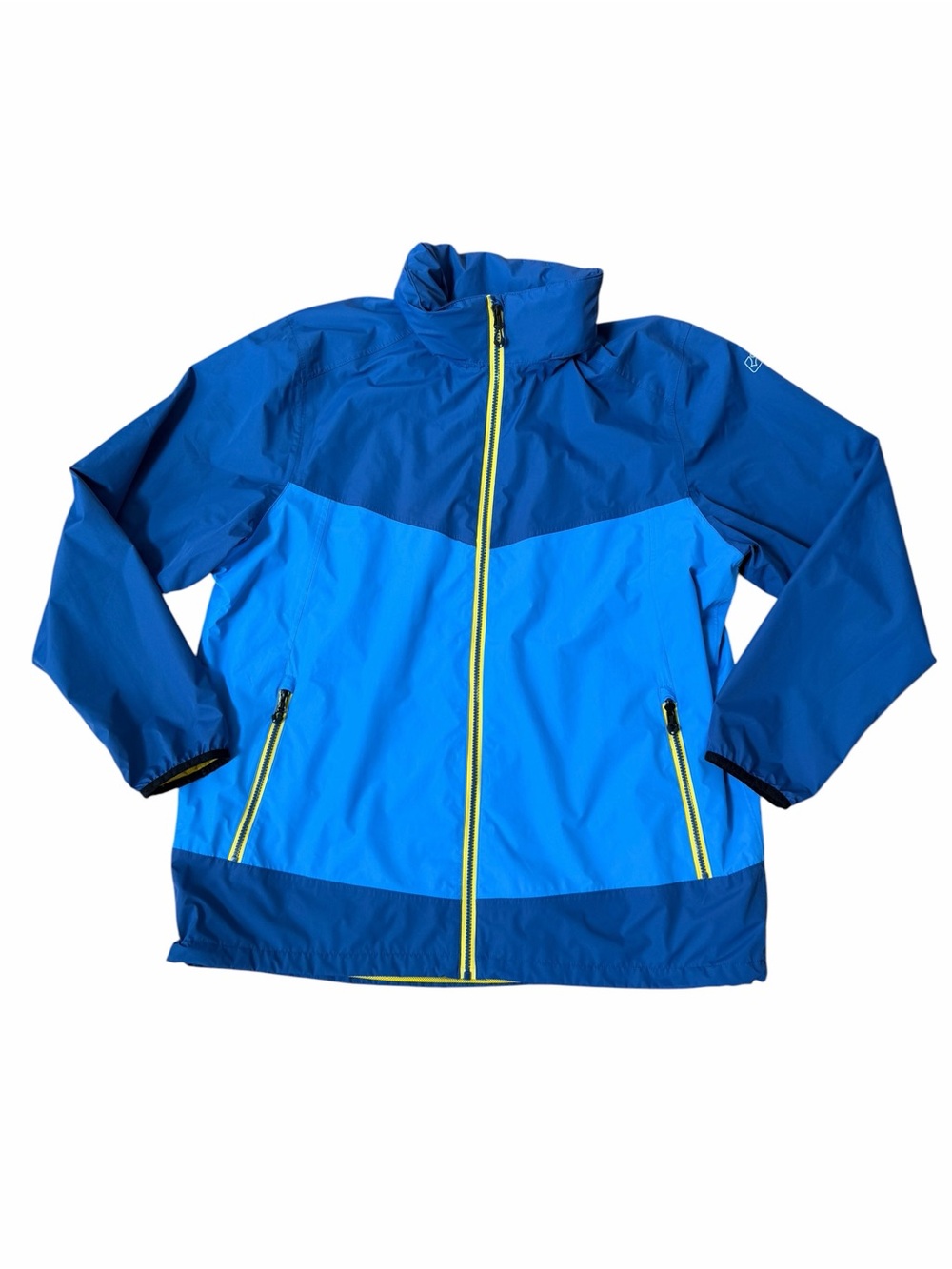 Killtec Men’s XXL Colorblock Blue Windbreaker Jacket Full Zip Lightweight Hood